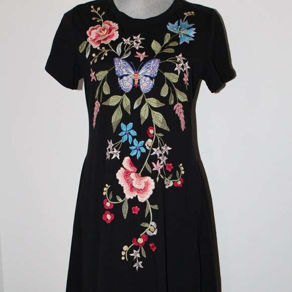 NWT Johnny Was JWLA Biya Embroidered Handkerchief Knit Dress Nicolette - Picture 5 of 8
